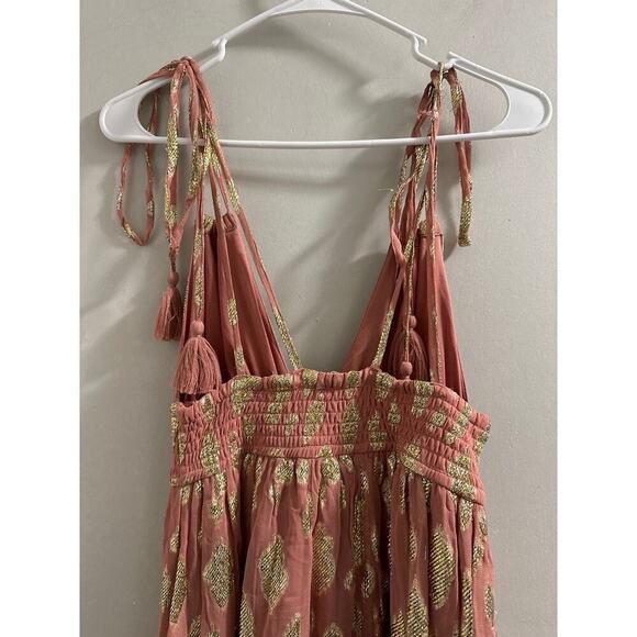 Altar'd State Dusty Coral Metallic Maxi Dress size Small - Picture 8 of 9